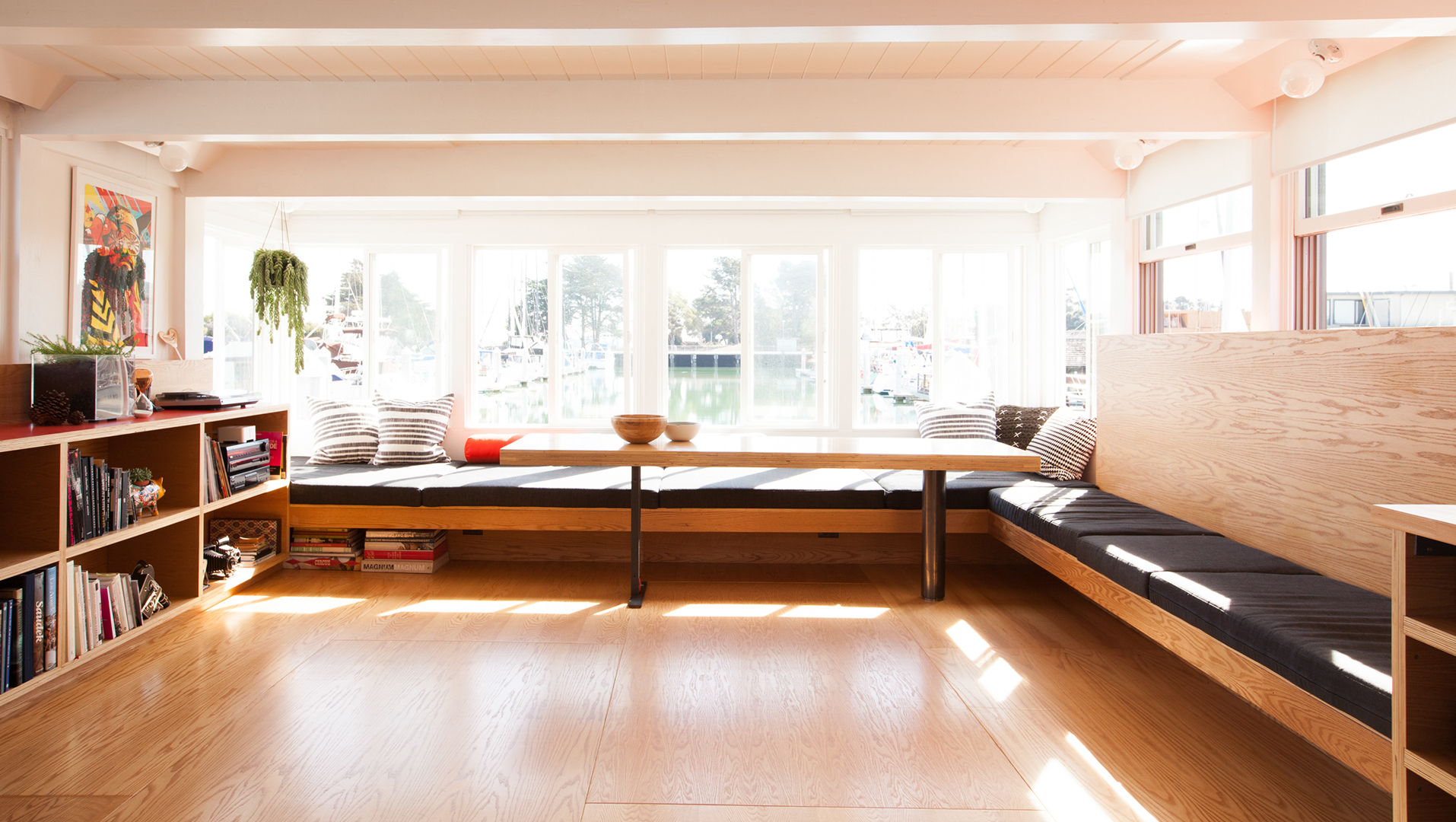 living room with custom seating // Houseboat by Sky Lanigan for Medium Plenty