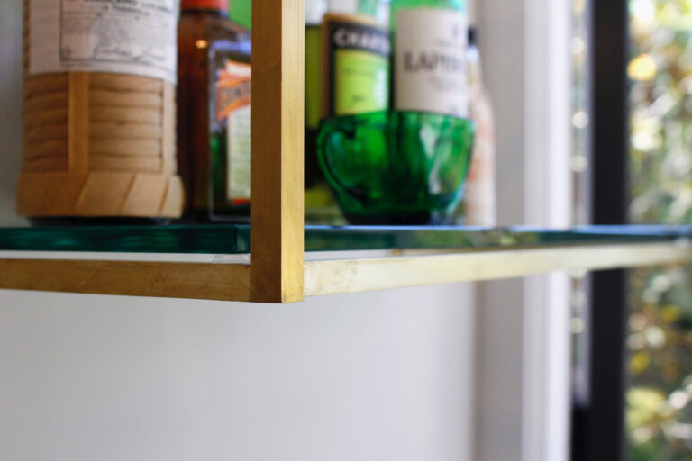 glass and brass shelfing // Hazel by Sky Lanigan Studios